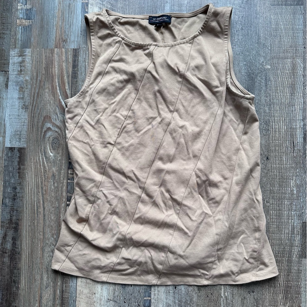 Size XS Le Chateau Tan Sleeveless Tank Top Soft Fabric